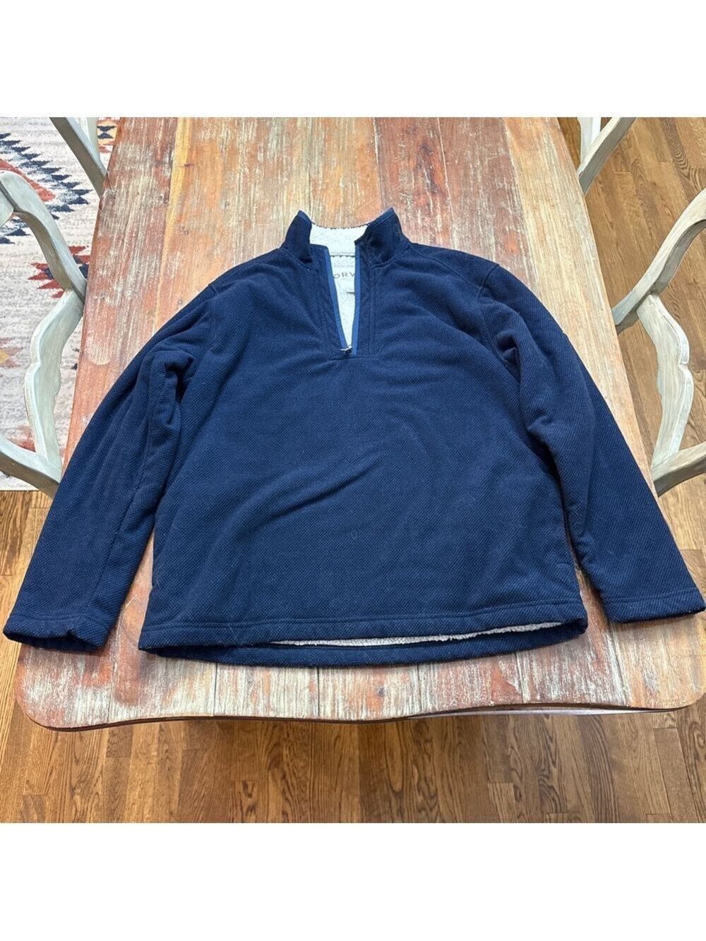 Orvis Mens Quarter Zip Sweater Navy Large